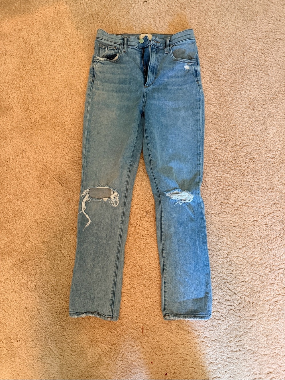 Favorite Daughter Light Blue Distressed Straight-Leg Jeans